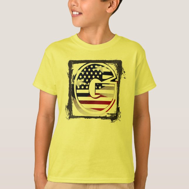 Letter G Monogram Initial USA T-Shirt (Front)