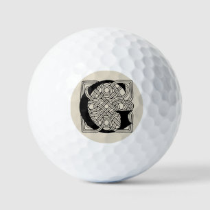 Letter G Monogram Vintage Celtic Knot Print Golf Balls