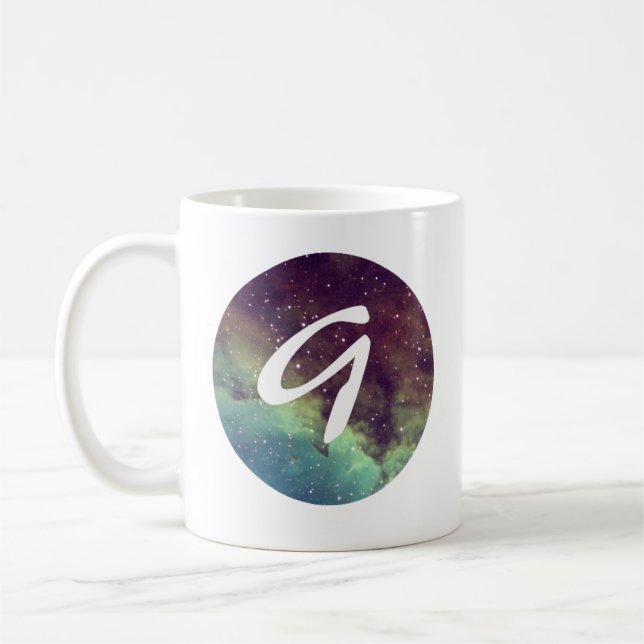 Letter 'G' Name Mug with Space Print Personalise (Left)