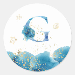 *~*  LETTER  G - Sea Ocean Beach Envelope  Sticker