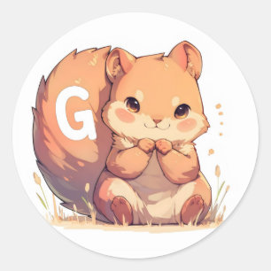 Letter G Squirrel Classic Round Sticker