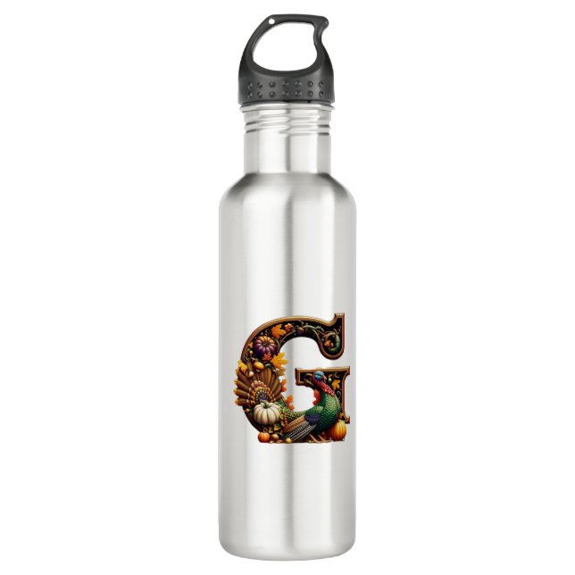 Letter G Thanksgiving style  710 Ml Water Bottle (Front)