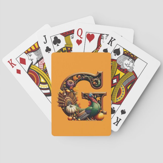 Letter G Thanksgiving style  Playing Cards (Back)