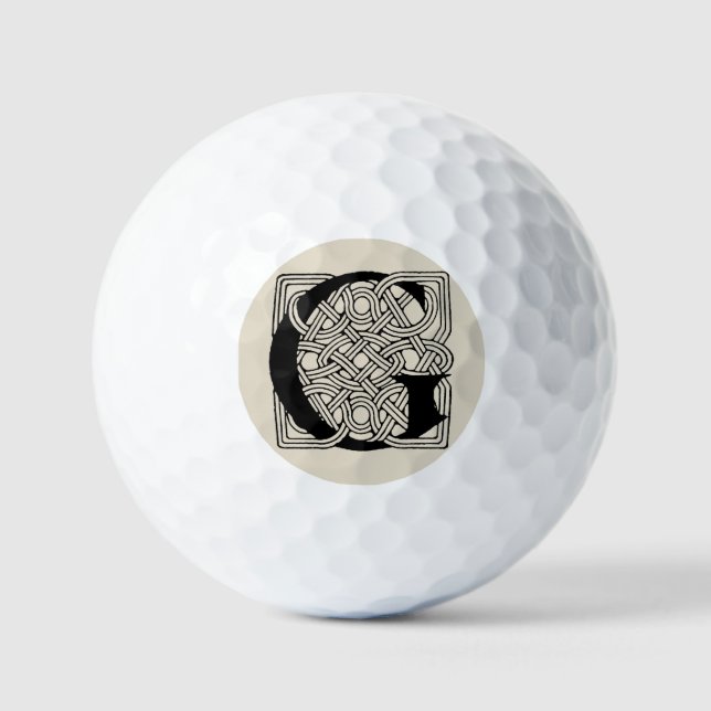 Letter G Vintage Celtic Knot Monogram Golf Balls (Front)