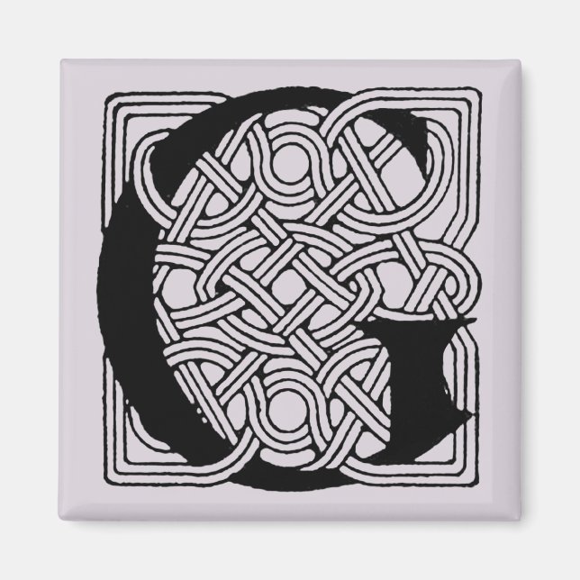 Letter G Vintage Celtic Knot Monogram Magnet (Front)