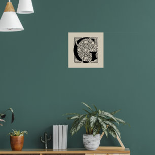Letter G Vintage Celtic Knot Monogram Poster