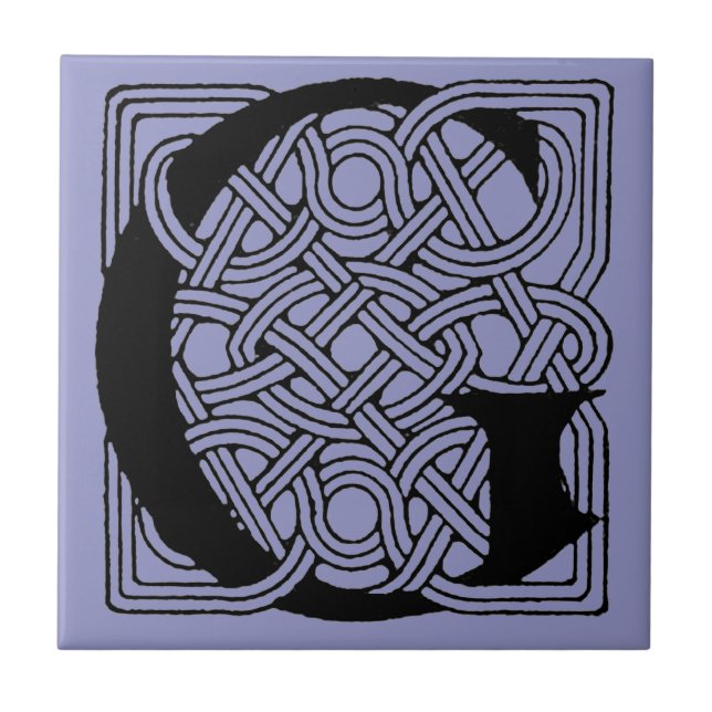 Letter G Vintage Celtic Knot Monogram Tile (Front)