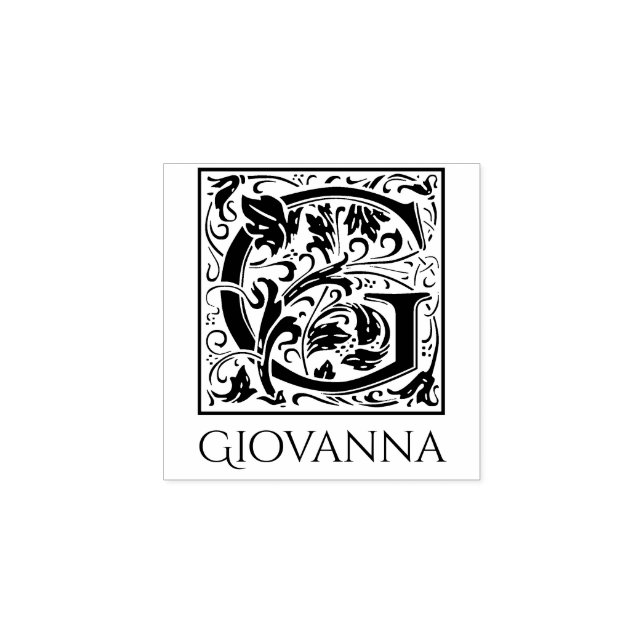 Letter G Vintage First Letter Personalised Rubber Stamp (Imprint)