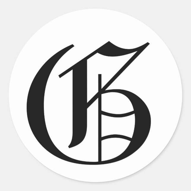 Letter G White Wedding Alphabet by Janz Classic Round Sticker (Front)