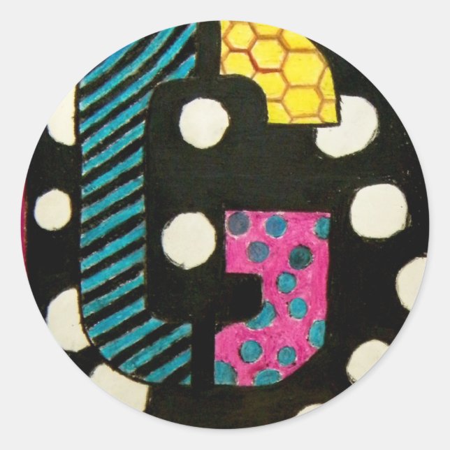 Letter G with Polka Dots Classic Round Sticker (Front)