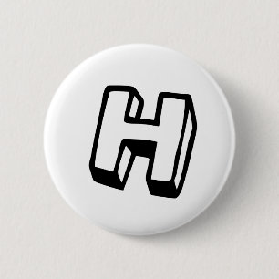 Letter H 6 Cm Round Badge