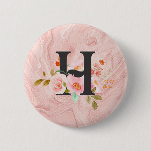 Letter H 6 Cm Round Badge