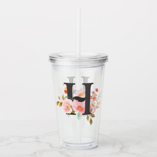 Letter H Acrylic Tumbler (Front)