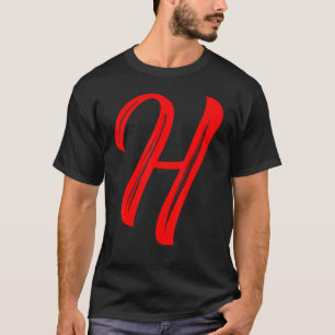 Letter H Alphabet Large Red Graphic Initial T-Shirt