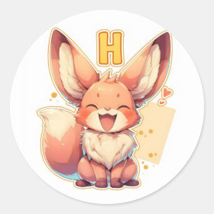 Letter H Anime Animal Cute Classic Round Sticker