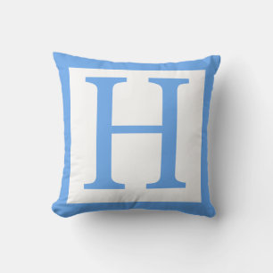 Letter H Baby Blue Border Cushion