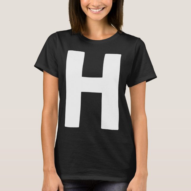 Letter H big and bold white T-Shirt (Front)