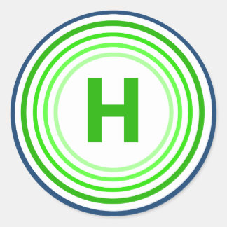 Letter H - Blue + Green Classic Round Sticker