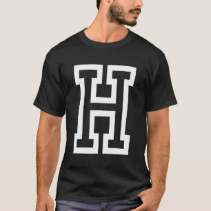 Letter H bold outline in white Large T-Shirt