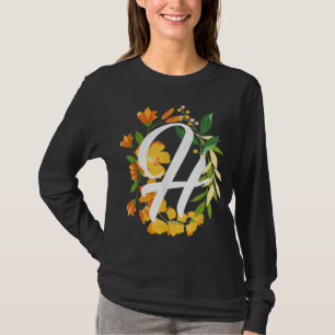 Letter H Capital Alphabet Flowers Monogram Initial T-Shirt