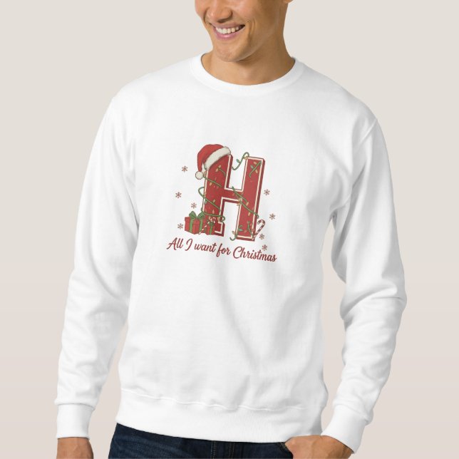 Letter H Christmas Monogram Design Sweatshirt (Front)
