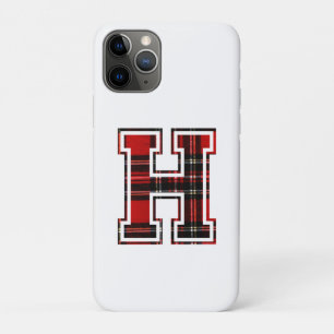 Letter H First Name Monogram Initial Tartan Print iPhone 11 Pro Case