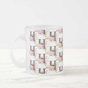 Letter H Frosted Glass Coffee Mug