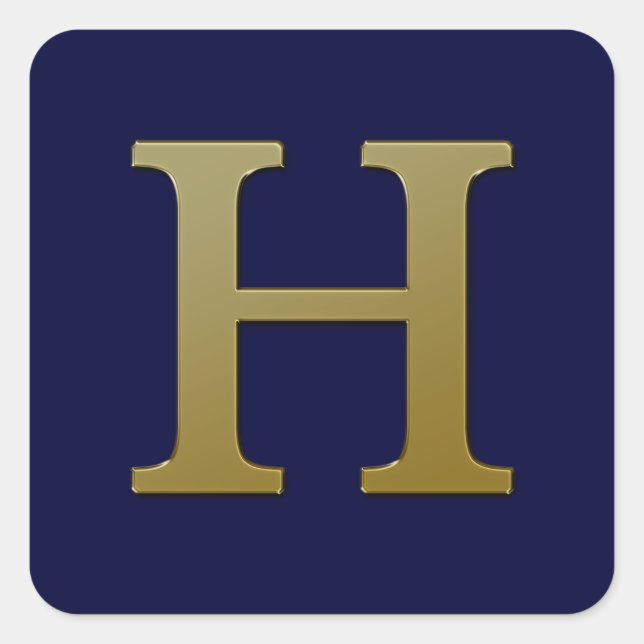 Letter H Gold Square Sticker (Front)