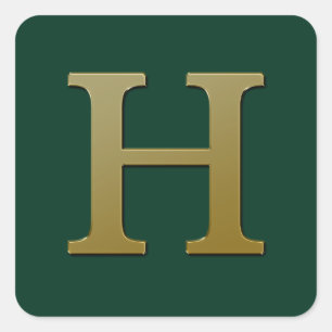 Letter H Gold Square Sticker
