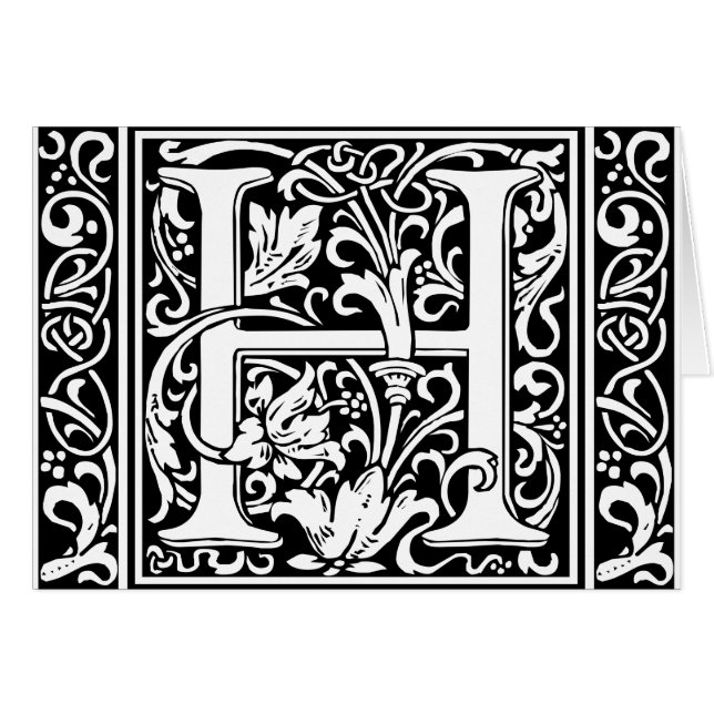 Letter H Mediaeval Monogram Art Nouveau (Front Horizontal)