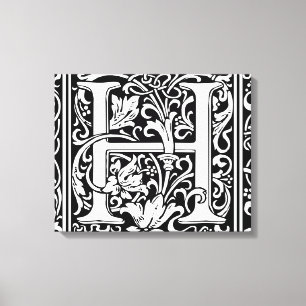 Letter H Mediaeval Monogram Art Nouveau Canvas Print
