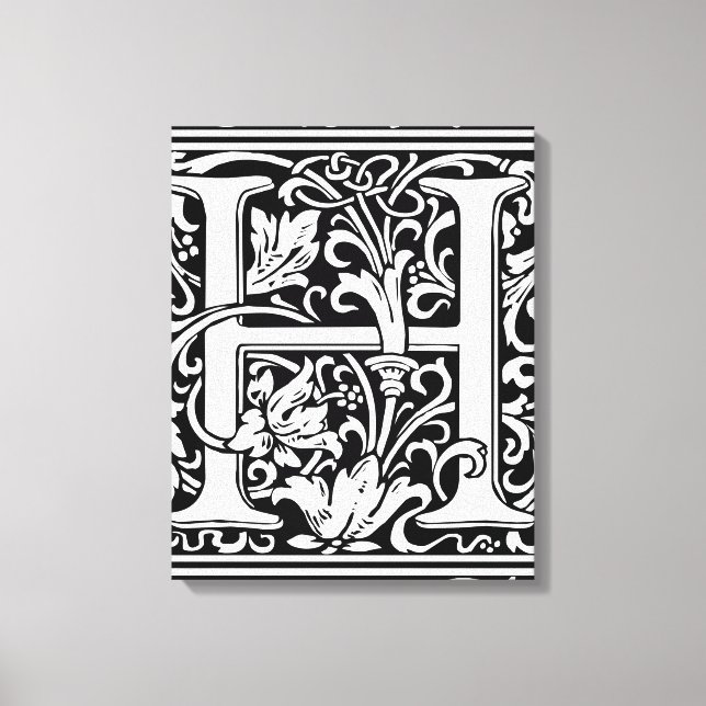 Letter H Mediaeval Monogram Art Nouveau Canvas Print (Front)