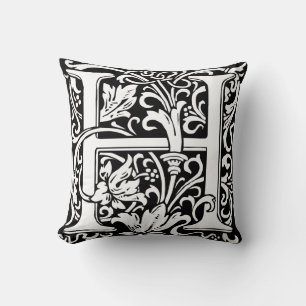 Letter H Mediaeval Monogram Art Nouveau Cushion