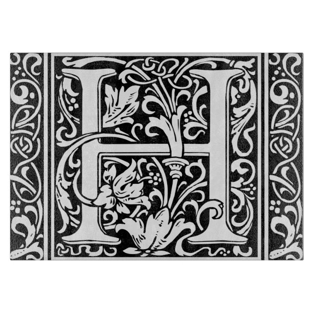 Letter H Mediaeval Monogram Art Nouveau Cutting Board (Front)