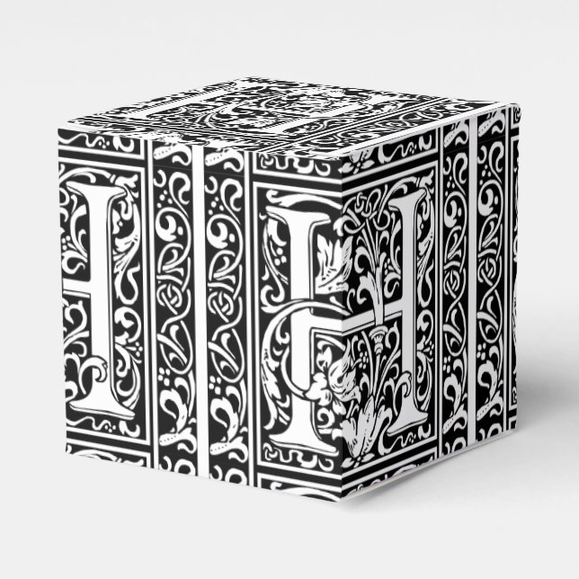 Letter H Mediaeval Monogram Art Nouveau Favour Box (Front Side)