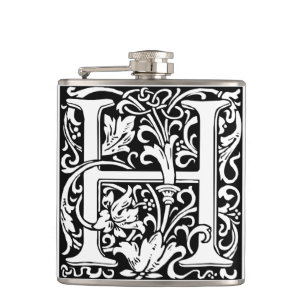 Letter H Mediaeval Monogram Art Nouveau Hip Flask