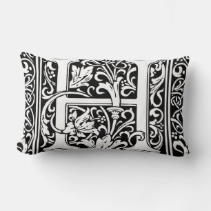 Letter H Mediaeval Monogram Art Nouveau Lumbar Cushion