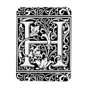 Letter H Mediaeval Monogram Art Nouveau Magnet