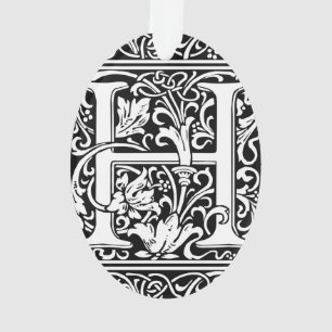 Letter H Mediaeval Monogram Art Nouveau Ornament