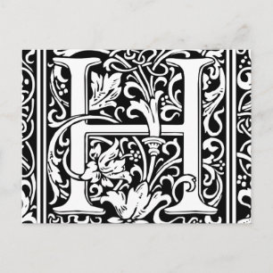 Letter H Mediaeval Monogram Art Nouveau Postcard