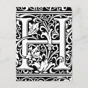 Letter H Mediaeval Monogram Art Nouveau Postcard