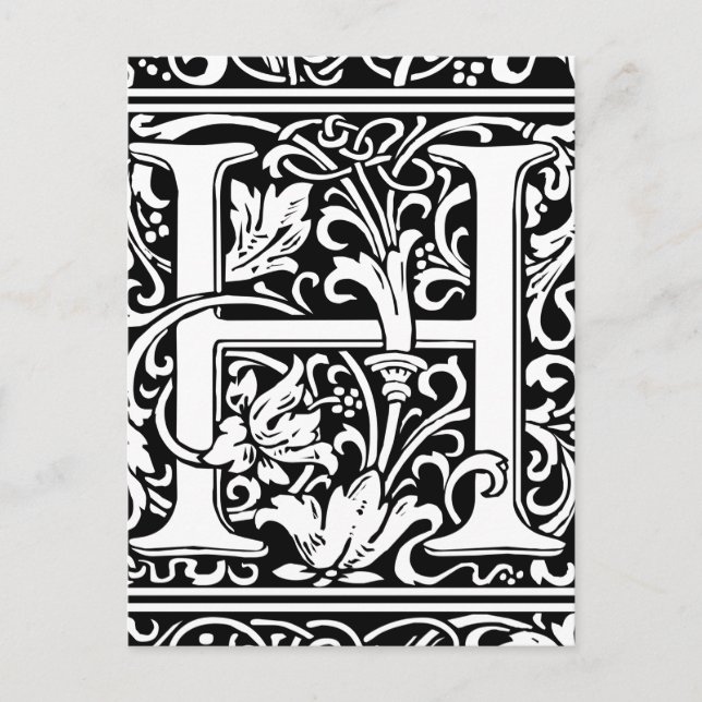 Letter H Mediaeval Monogram Art Nouveau Postcard (Front)