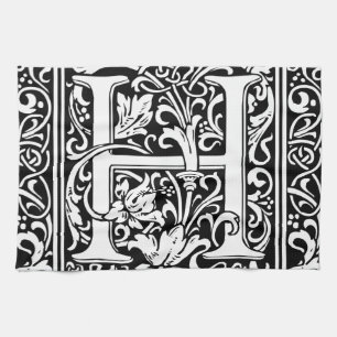 Letter H Mediaeval Monogram Art Nouveau Tea Towel