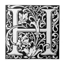 Letter H Mediaeval Monogram Art Nouveau