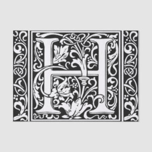 Letter H Mediaeval Monogram Art Nouveau Tissue Paper