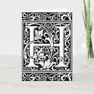Letter H Mediaeval Monogram Vintage Initial Note Card