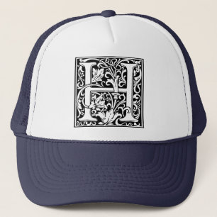 Letter H Mediaeval Monogram Vintage Initial Trucker Hat