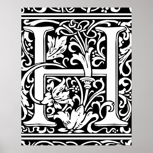 Letter H Medieval Monogram Vintage Initial Poster (Front)