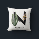 Letter H Monogram Boho Watercolor Succulents Cushion<br><div class="desc">Customizable letter N monogram pillow featuring watercolor succulents,  faux gold foil leaf and black watercolor brush accents. Personalize this tropical monogram pillow by adding your name or other details. This boho letter N monogram pillow will be perfect as a gift. Other letters are available.</div>