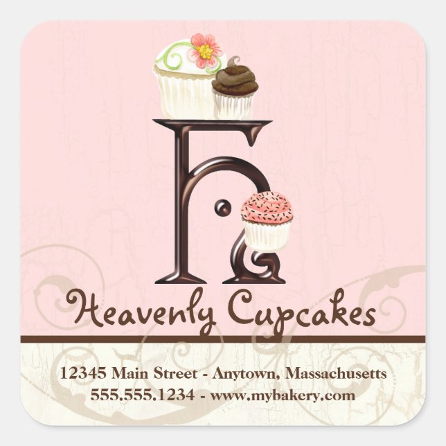 Letter H Monogram Cupcake Logo Business Stickers (Front)